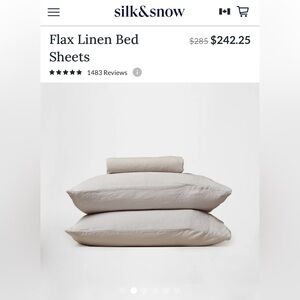 $273.74 Silk&Snow 100% Flax Linen Fitted Sheet + 2 Pillowcases Shams, Oat, King